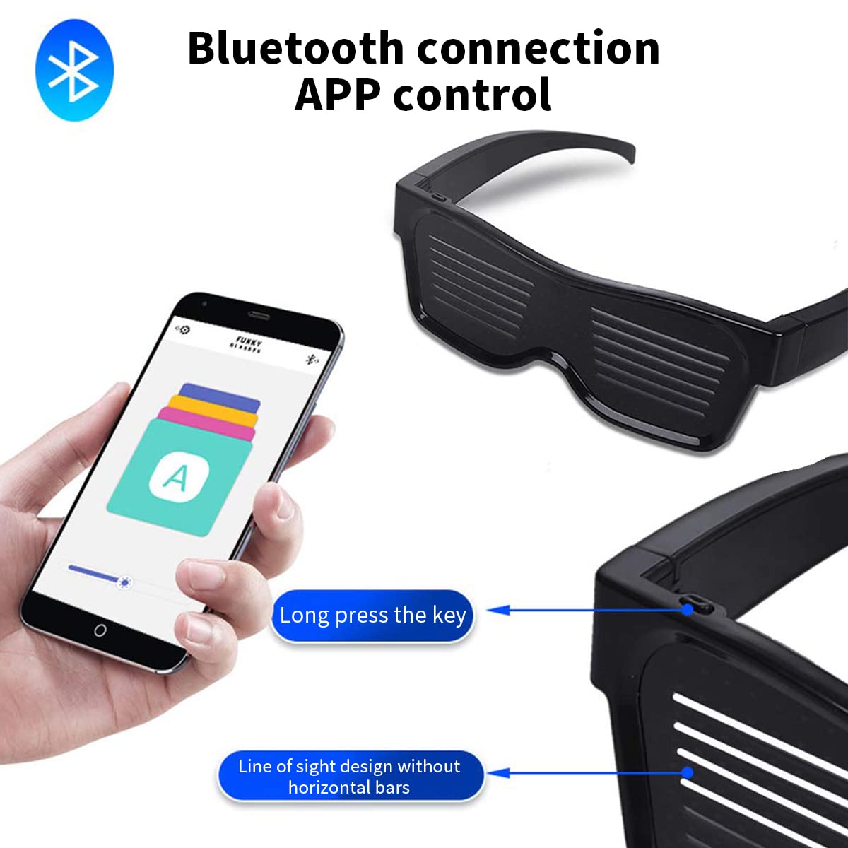 ZORBES LED Glasses for Party Bluetooth Light Glasses for Party APP Control Music Sync Mode LED Display Smart Glasses, USB Rechargeable Party Glasses for Nightclub, Festivals, Raves, Christmas, Birthday ZORBES LED Glasses for Party Bluetooth Light Glasses for Party APP Control Music Sync Mode LED Display Smart Glasses, USB Rechargeable Party Glasses for Nightclub, Festivals, Raves, Christmas, Birthday